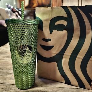 *New/Never Used* Starbucks 2023 Mirrored Green Spiky 24oz Tumbler Cup